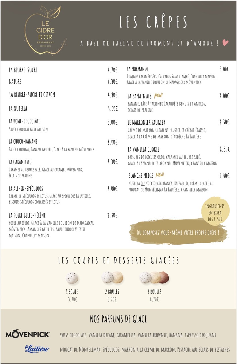 Le Cidre d'Or menu 3