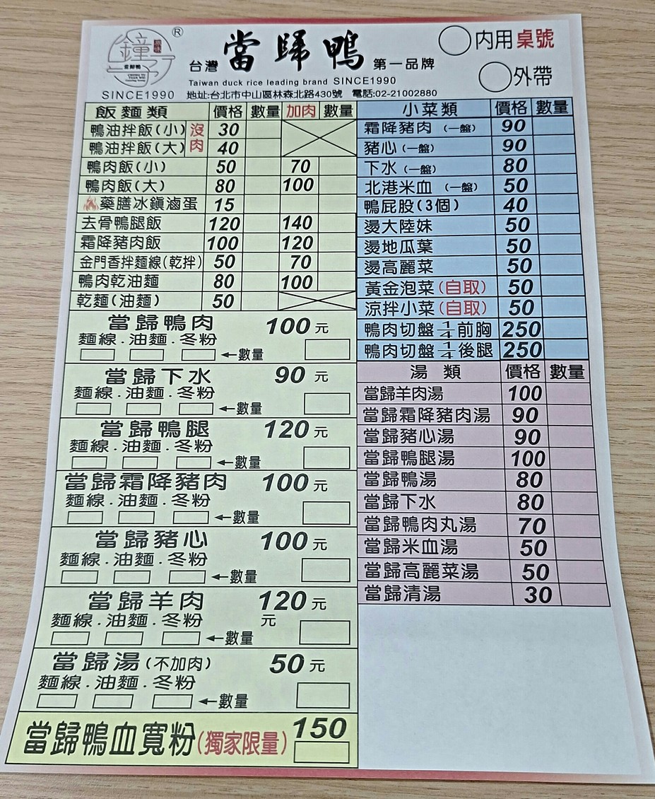 Zhong Yu Yuan Wei Dang Gui Ya Lin Sen Bei Dian menu 1
