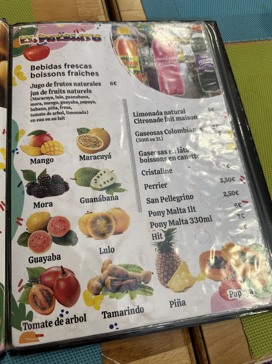 El pueblito restaurante colombiano en paris menu 2