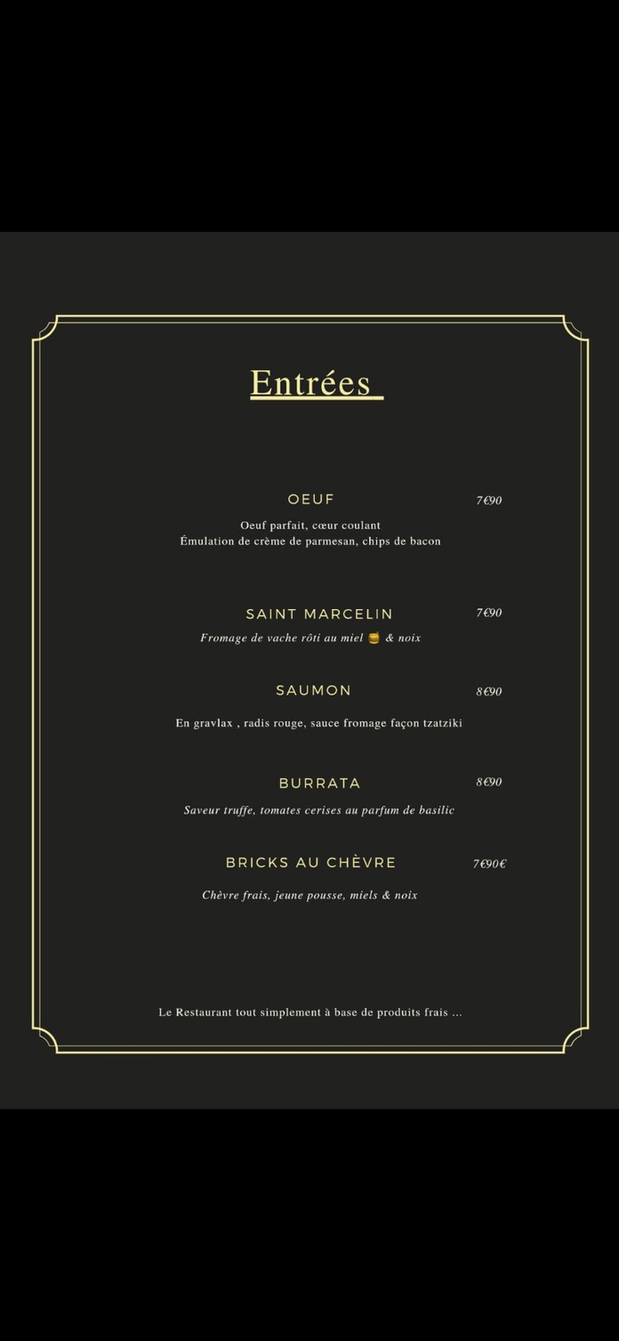 Le petit prince menu 1