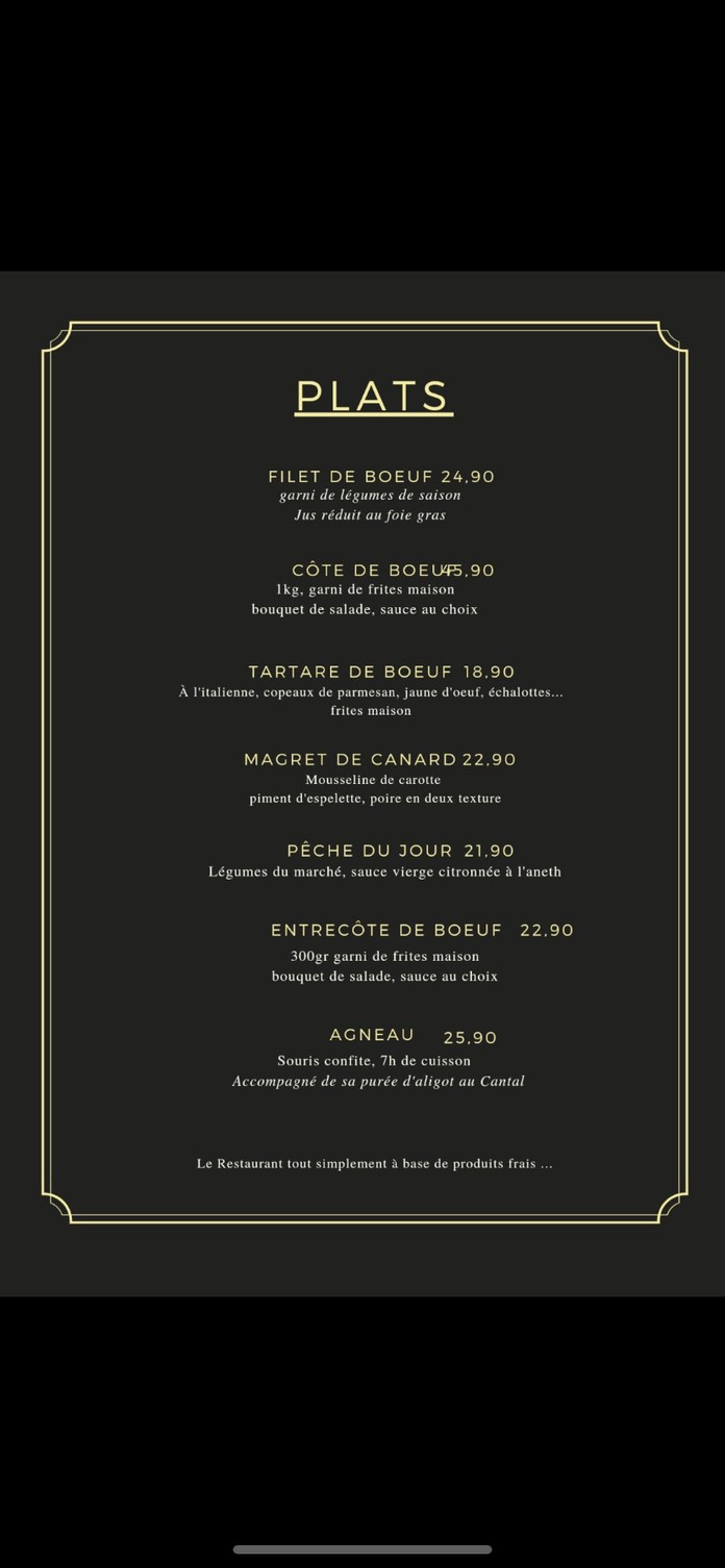 Le petit prince menu 2