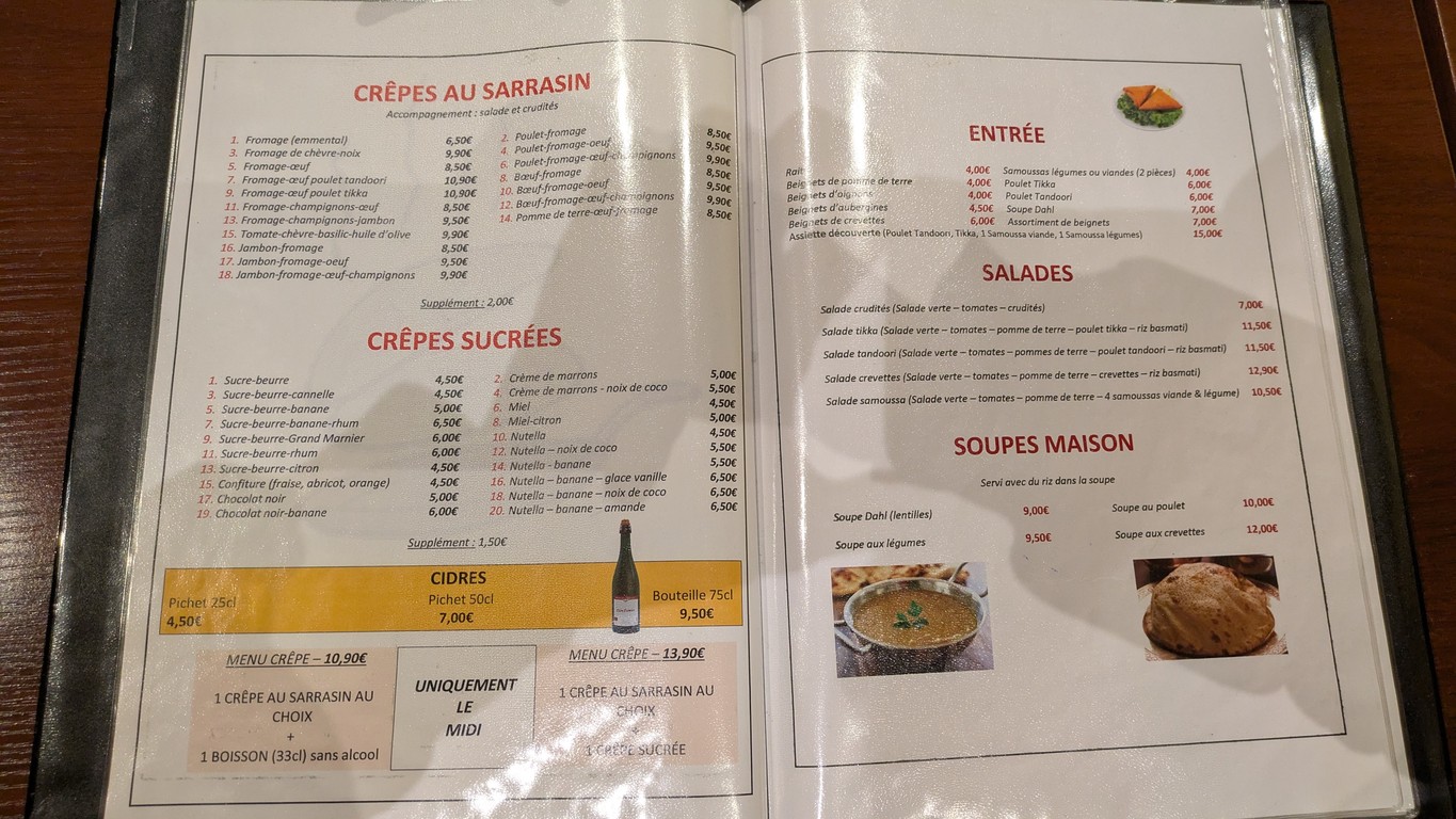 Crêpes Chaudes menu 2