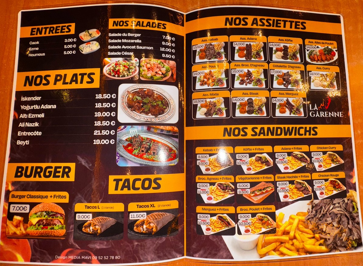 LA GARENNE RESTAURANT TURC menu 1