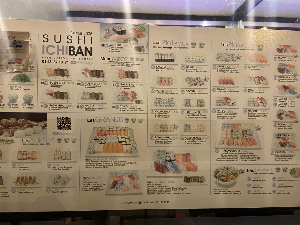 Ichiban Sushi menu 1