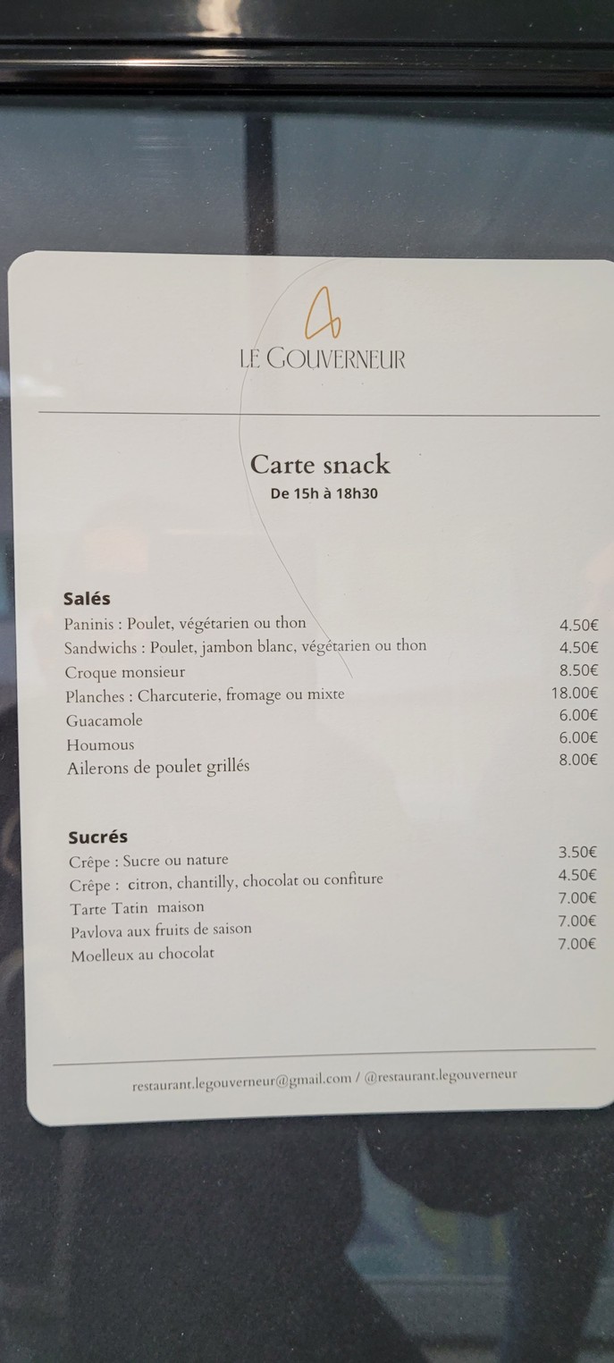 Restaurant Le Gouverneur menu 3