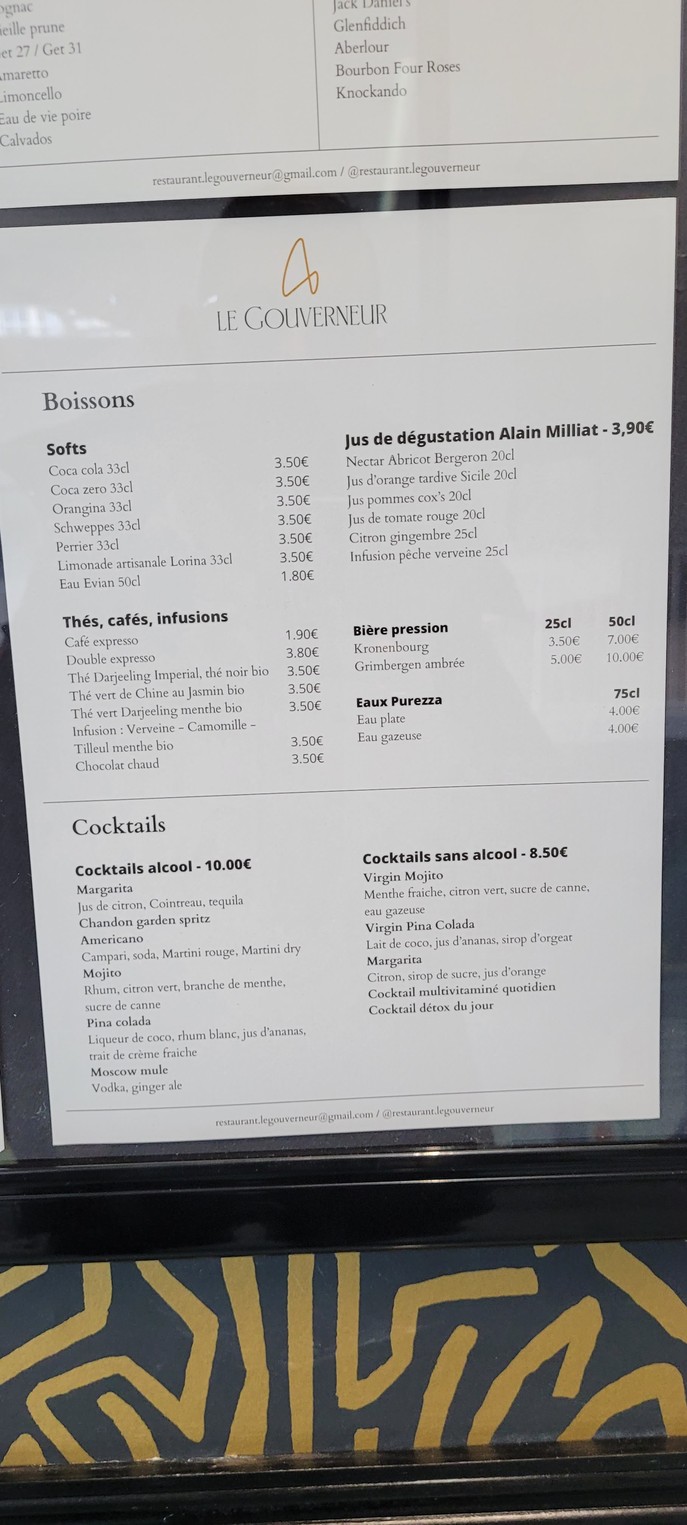 Restaurant Le Gouverneur menu 4