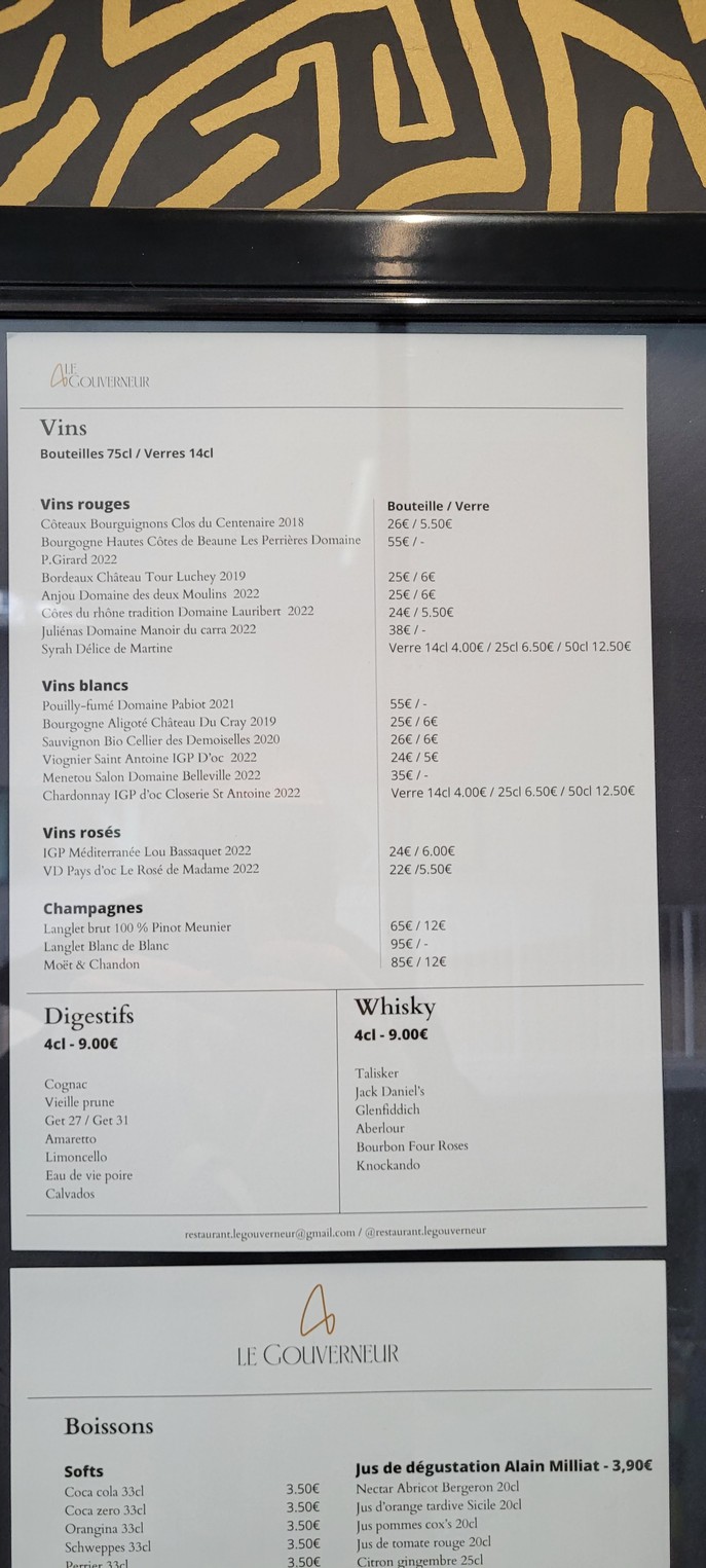 Restaurant Le Gouverneur menu 5