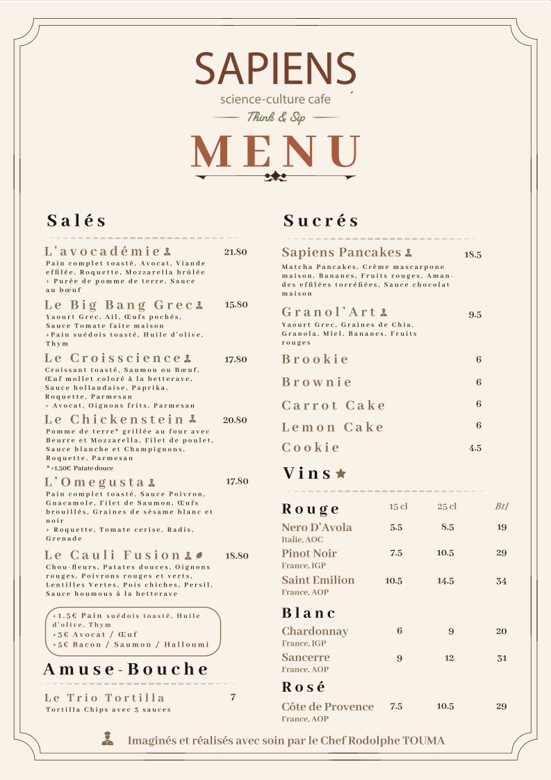 Sapiens Café menu 2