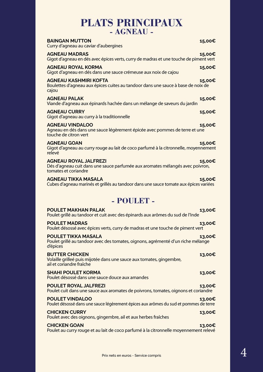 Delices de l'Himalaya menu 3