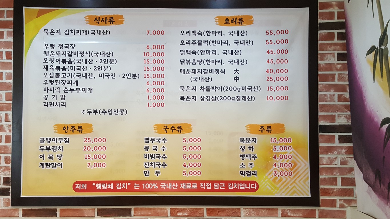 Haenglangchae menu 1