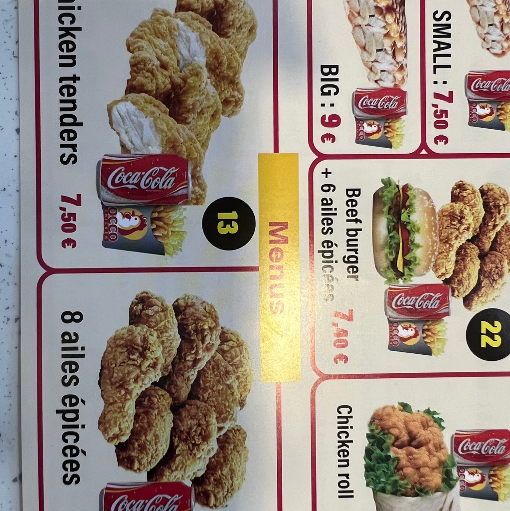 Occo Chicken Clignancourt menu 2
