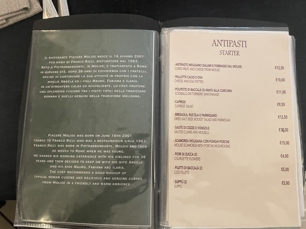 Piacere Molise menu 1