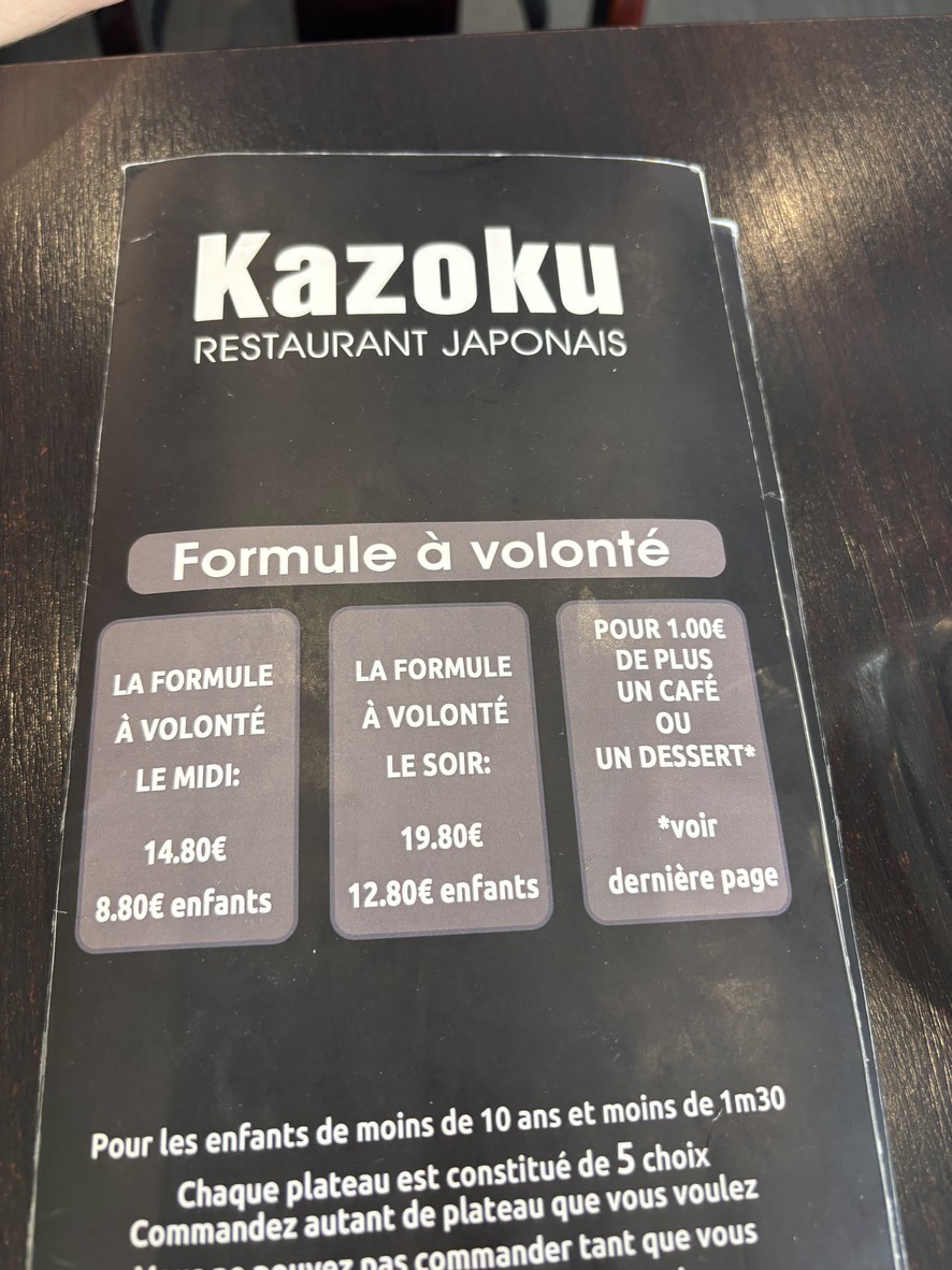 Kazoku menu 1
