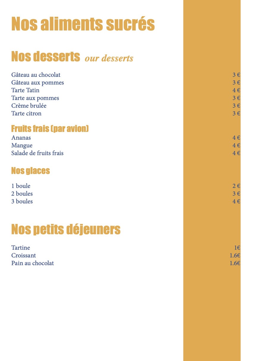 Au rendez-vous des amis menu 3