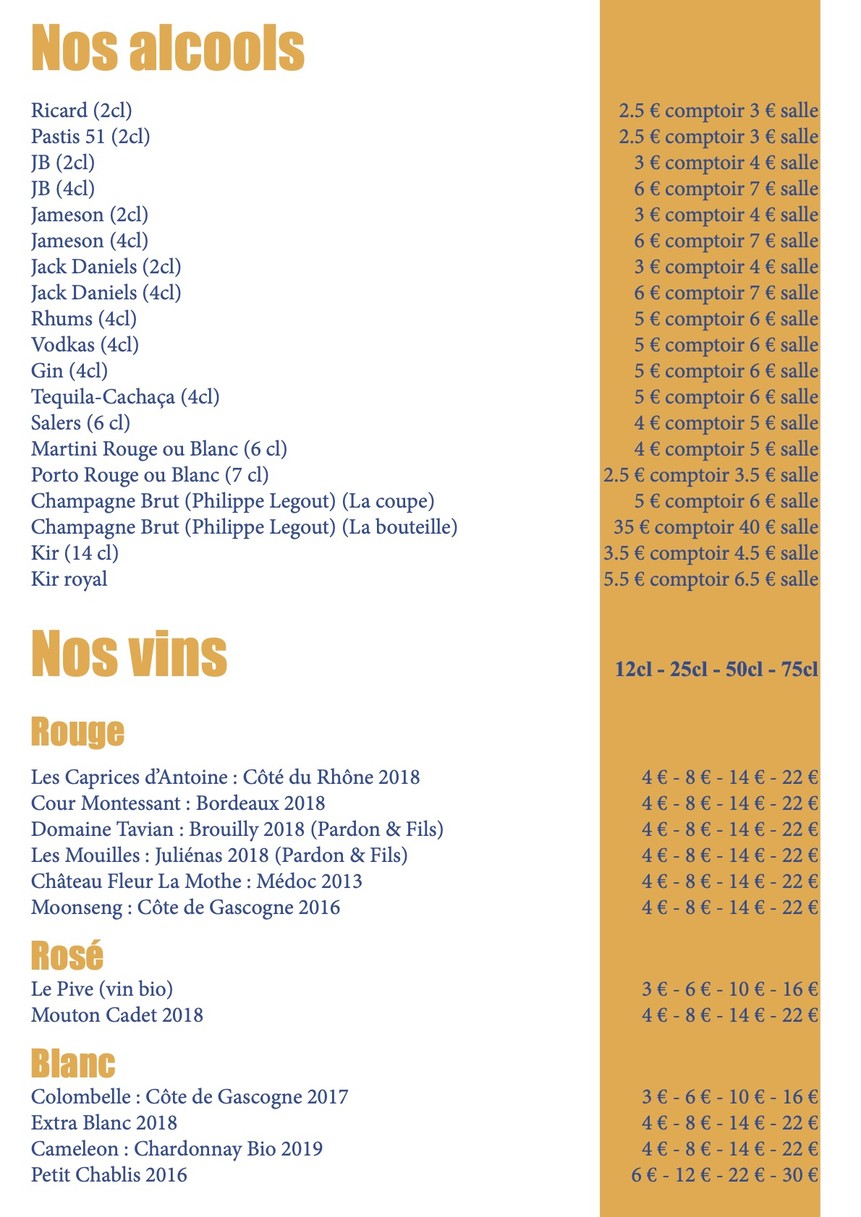 Au rendez-vous des amis menu 5