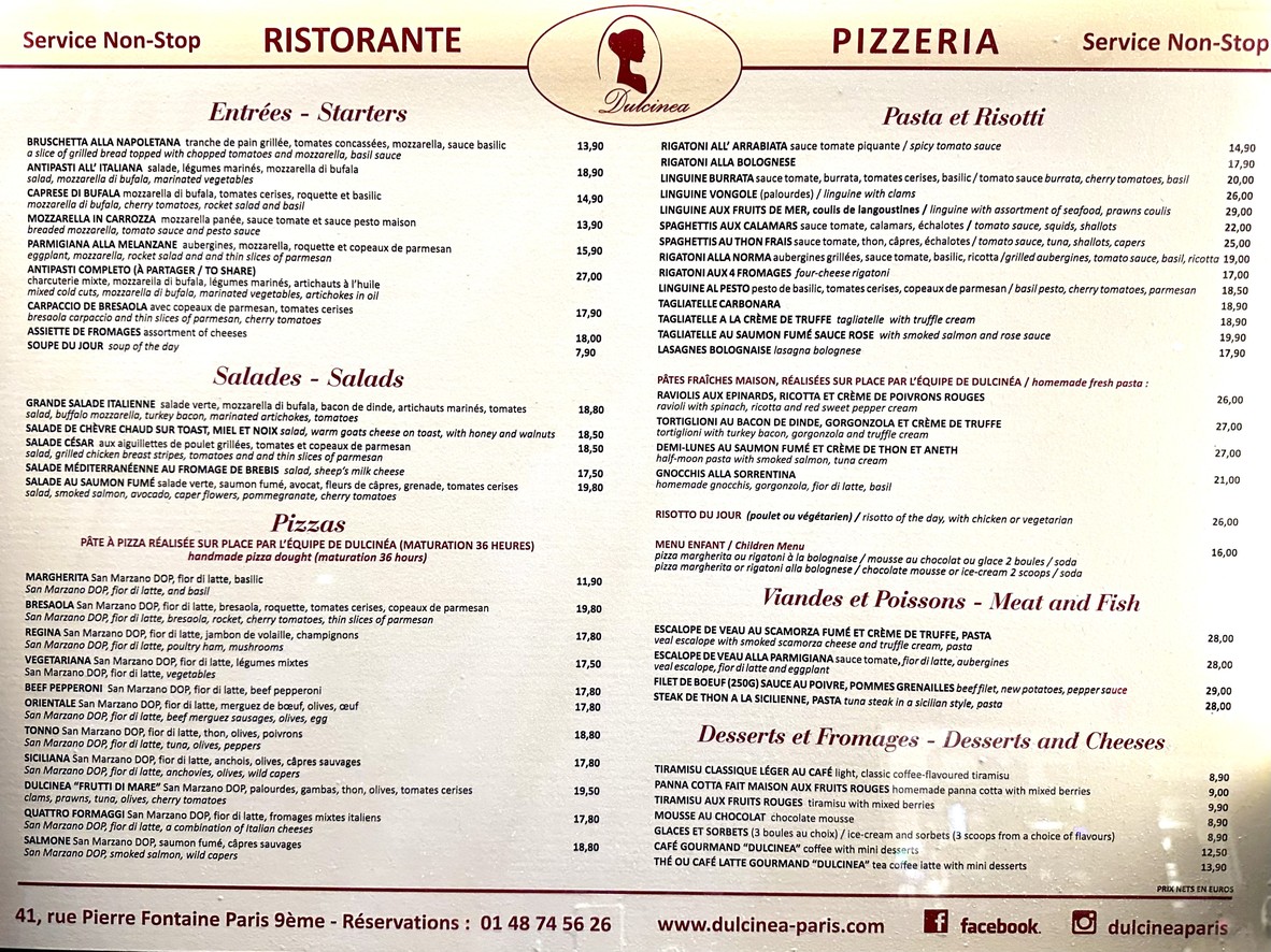 El Dulcinéa menu 2