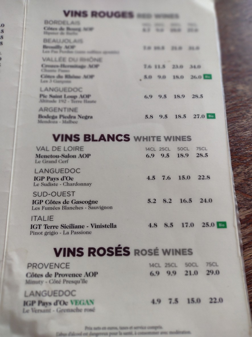 La Grisette menu 3