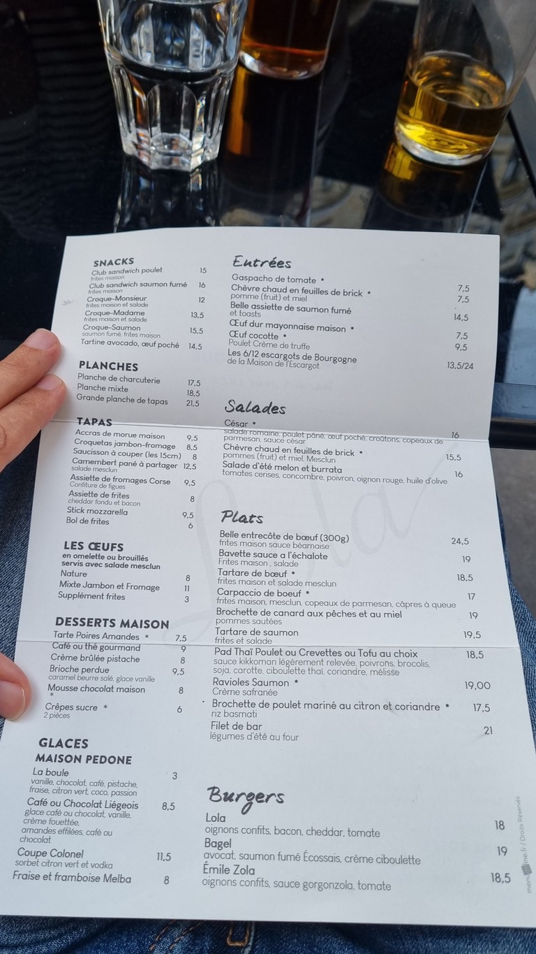 Brasserie Lola menu 2