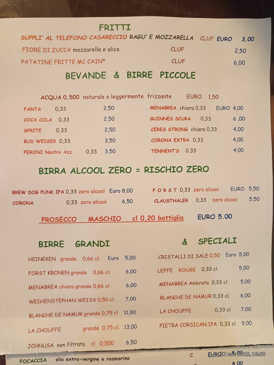 Antica Schiacciata Romana menu 2