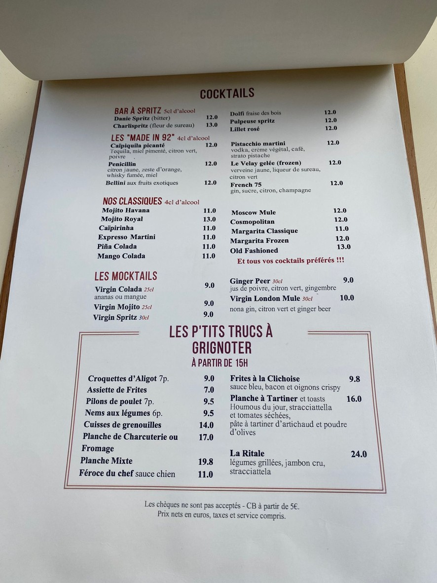 Maison Cambon menu 2