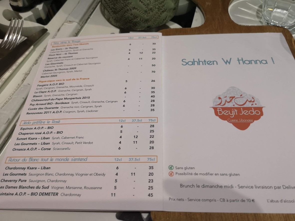 BeyÏt Jedo menu 4