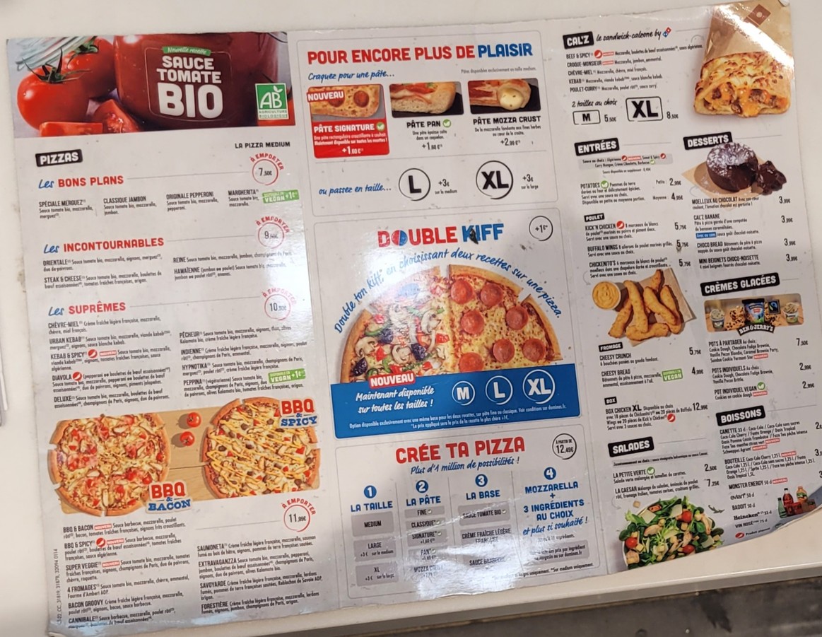 Domino's Pizza Paris 20 - Avron menu 1