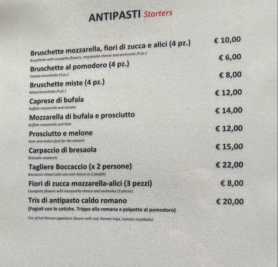 Taverna Boccaccio menu 1