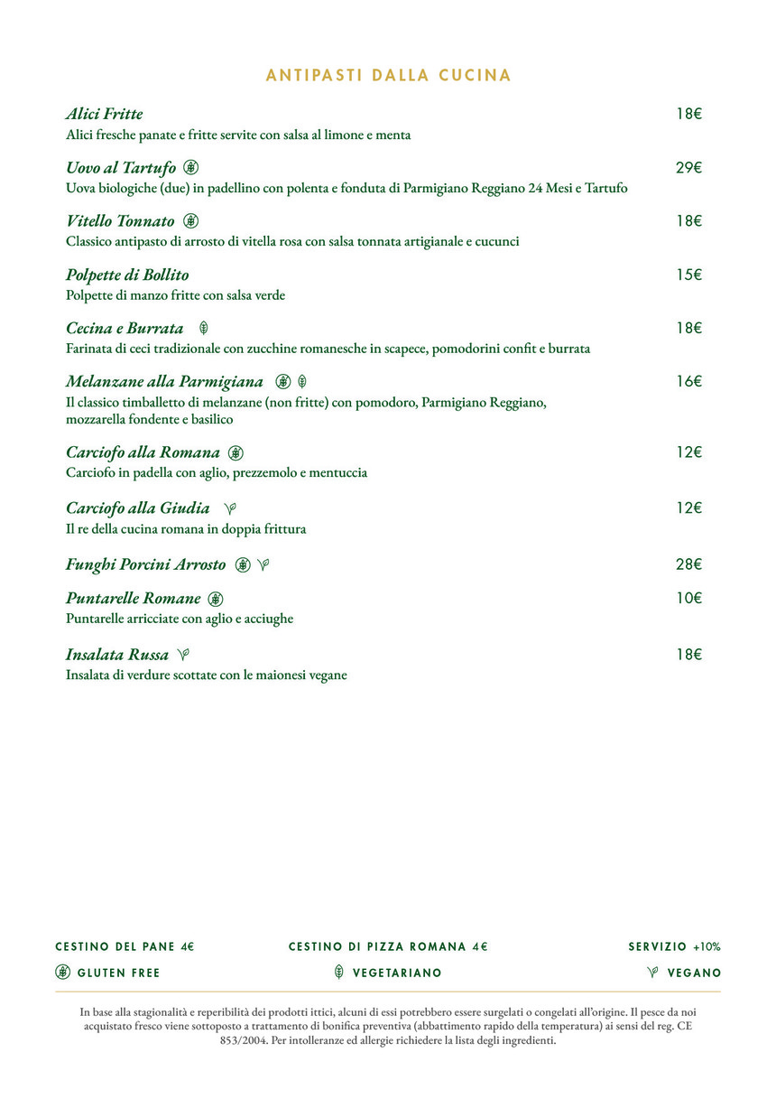 Alfredo alla Scrofa Restaurant menu 1