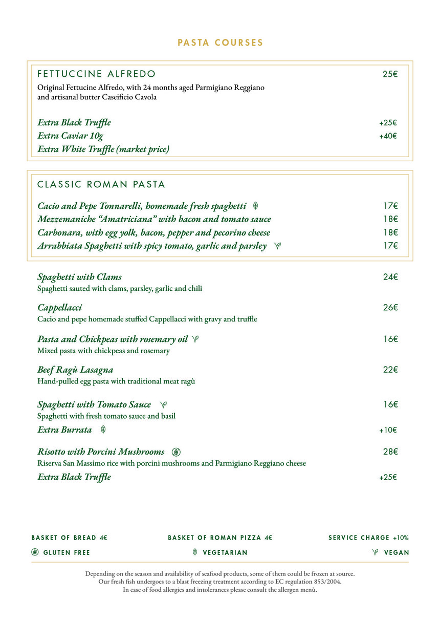 Alfredo alla Scrofa Restaurant menu 2