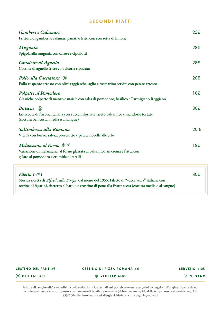 Alfredo alla Scrofa Restaurant menu 3