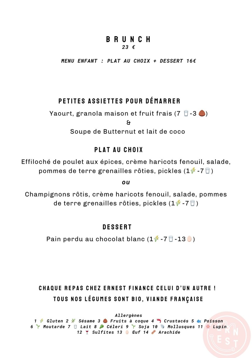 Chez Ernest menu 2