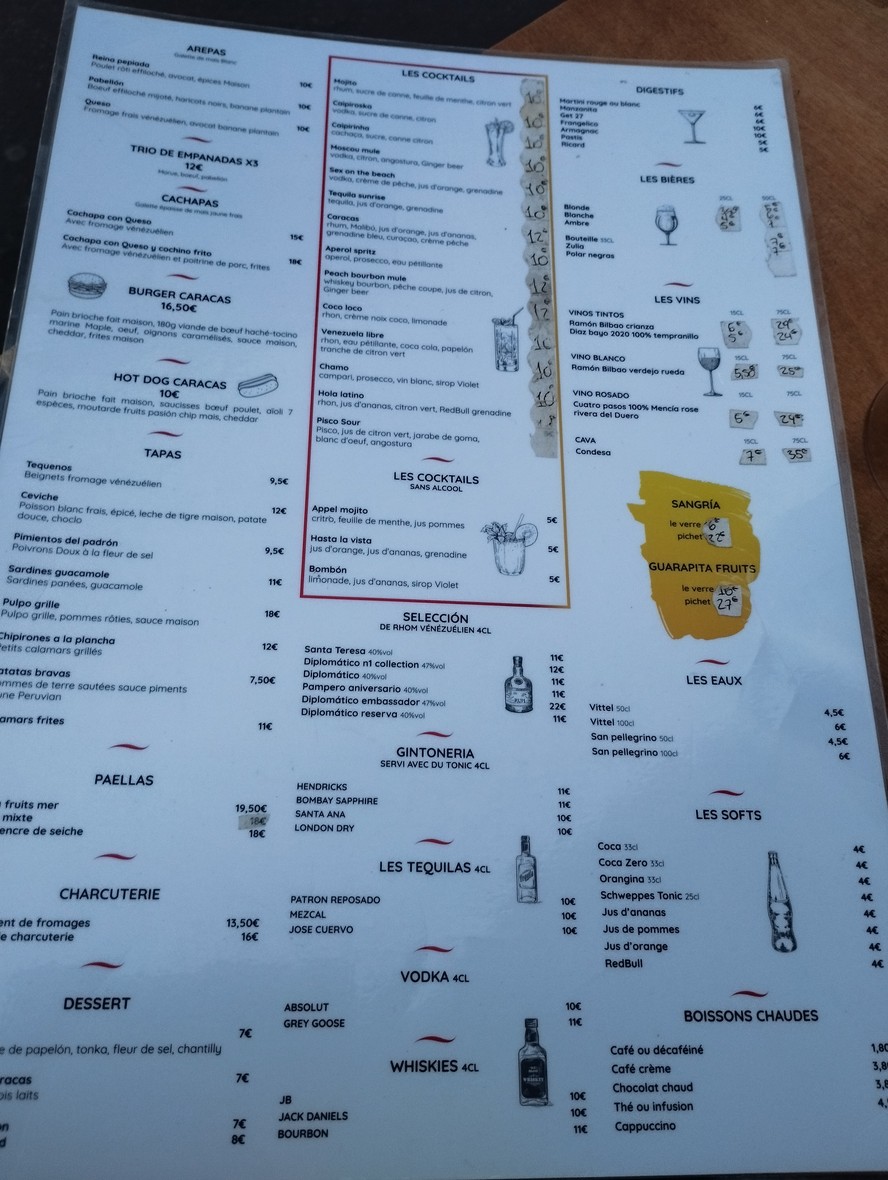 Caracas menu 2