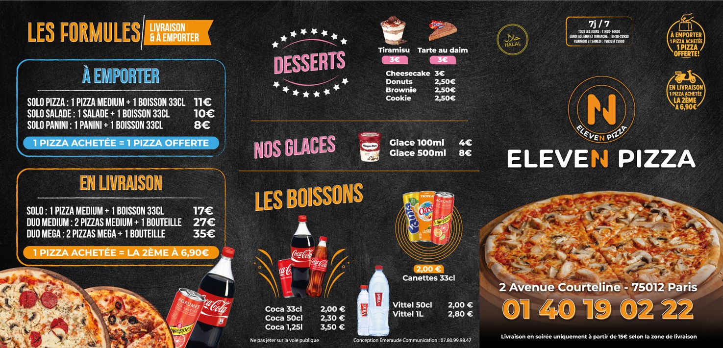 Eleven Pizza menu 2