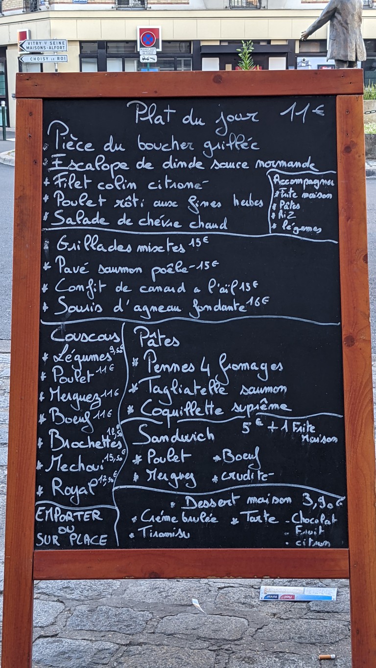 Les Petits Plats menu 1