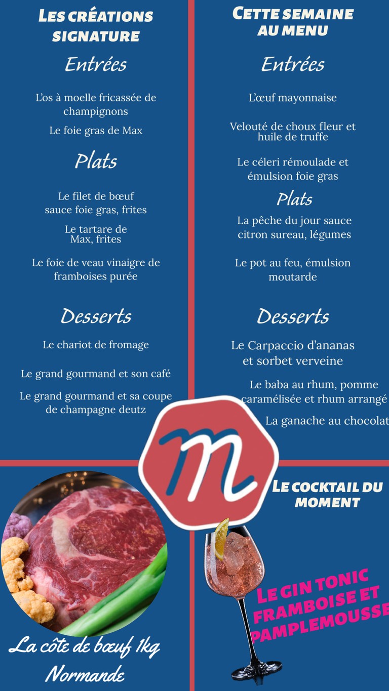 Chez Max et Nico menu 1