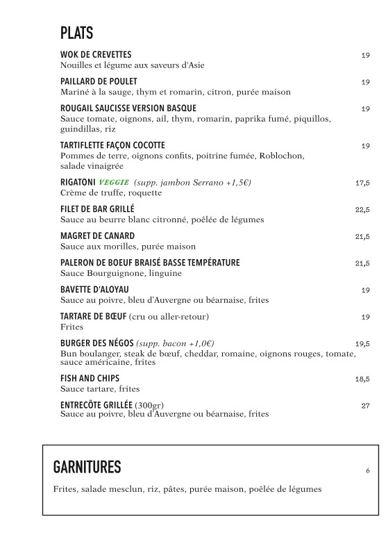 Les Négociants menu 2