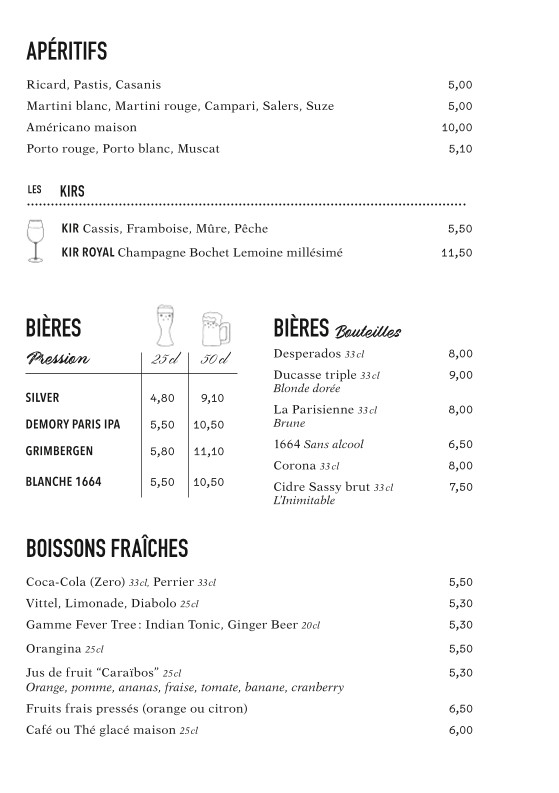 Les Négociants menu 3