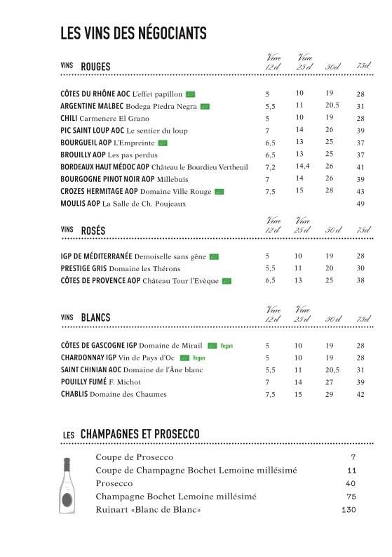 Les Négociants menu 4