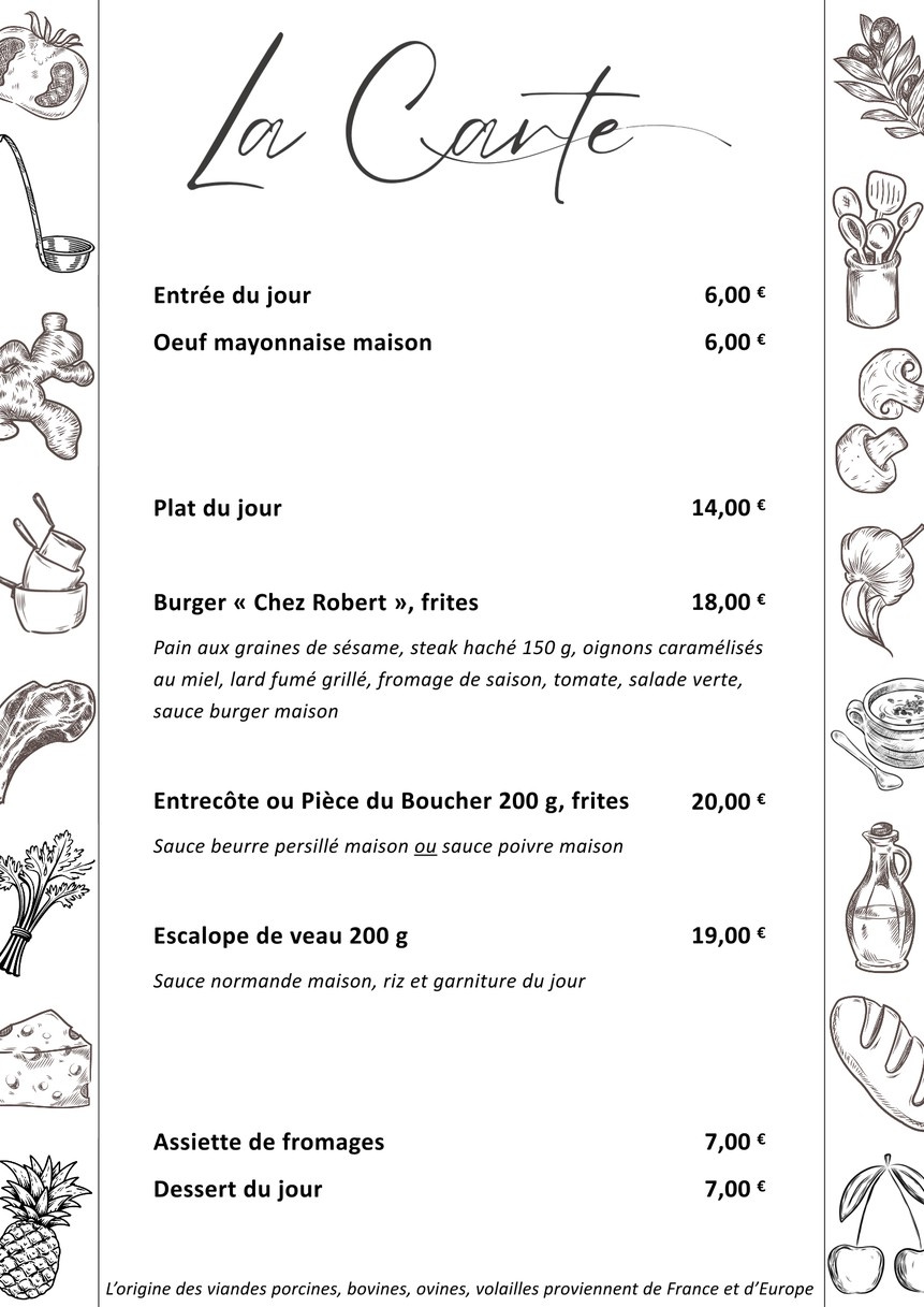 Restaurant de La Poste - Chez Robert menu 2