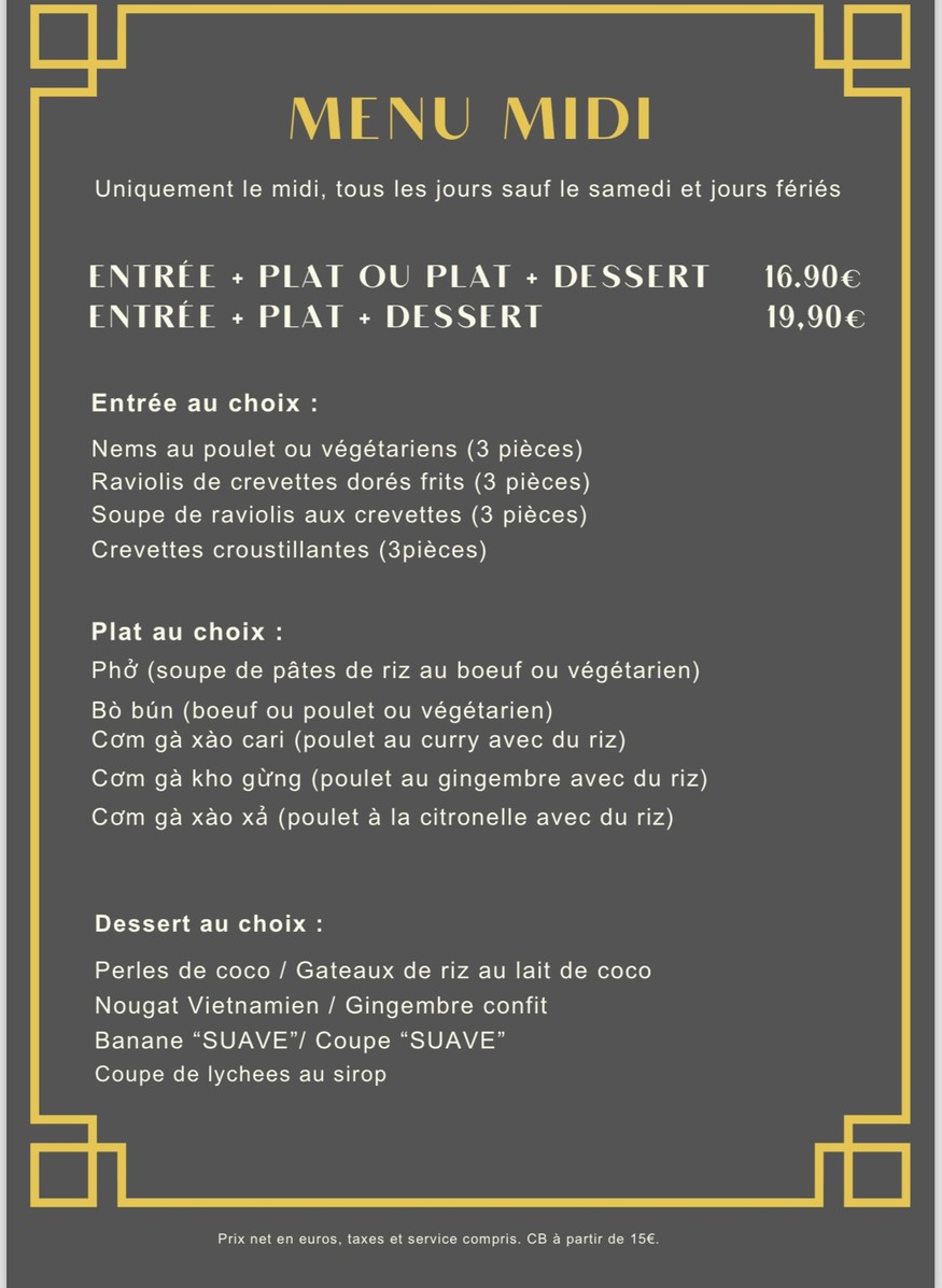 Restaurant Suave menu 1