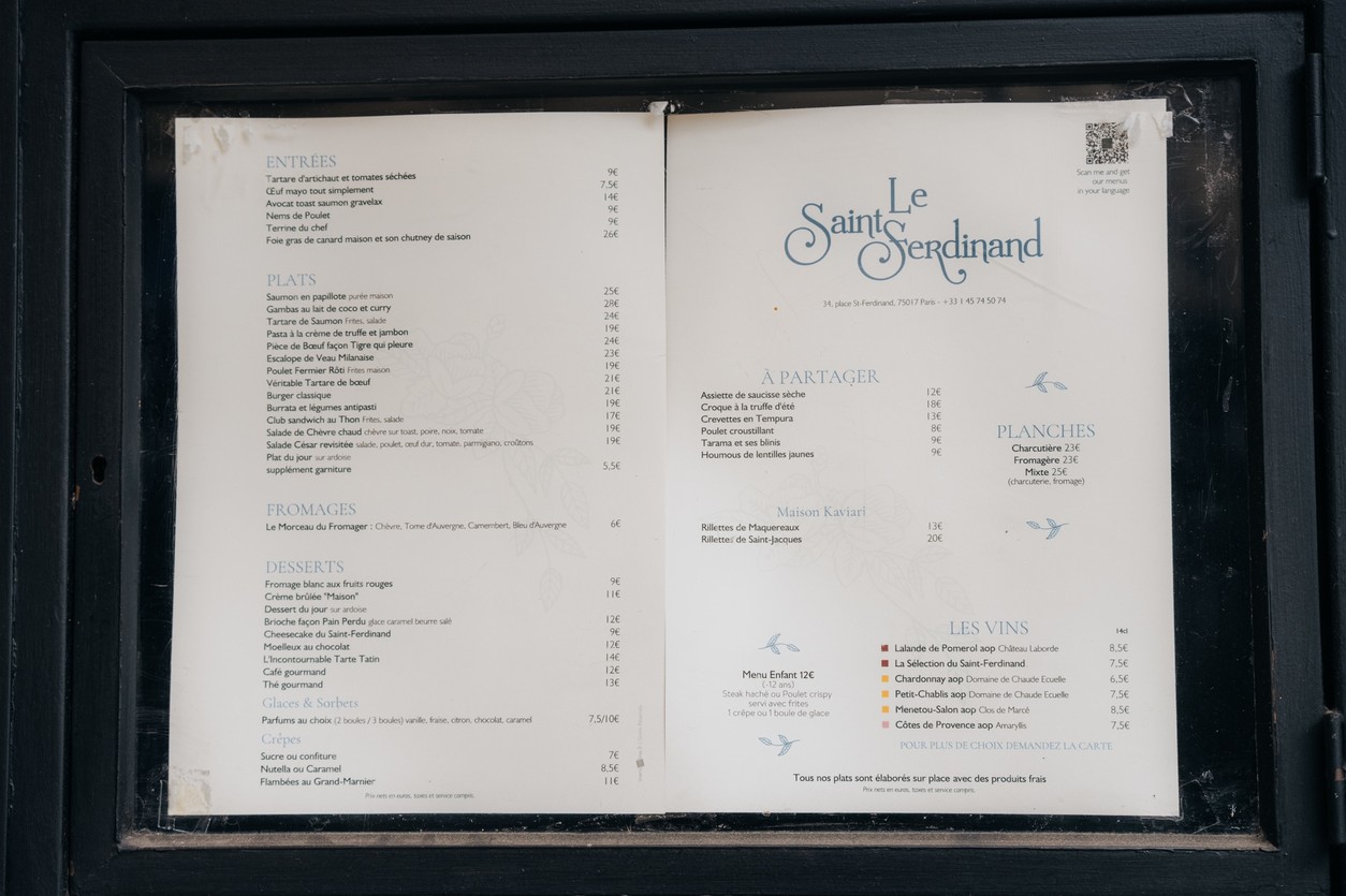 Le St Ferdinand - Paris menu 1