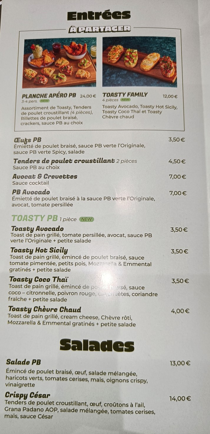 PB Poulet Braisé Paris 20 menu 1