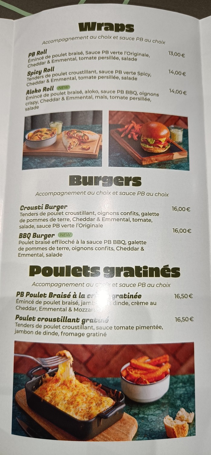 PB Poulet Braisé Paris 20 menu 2