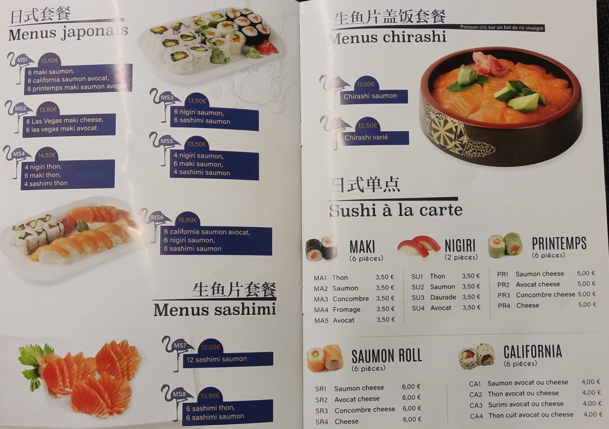 Dix sur Dix menu 1