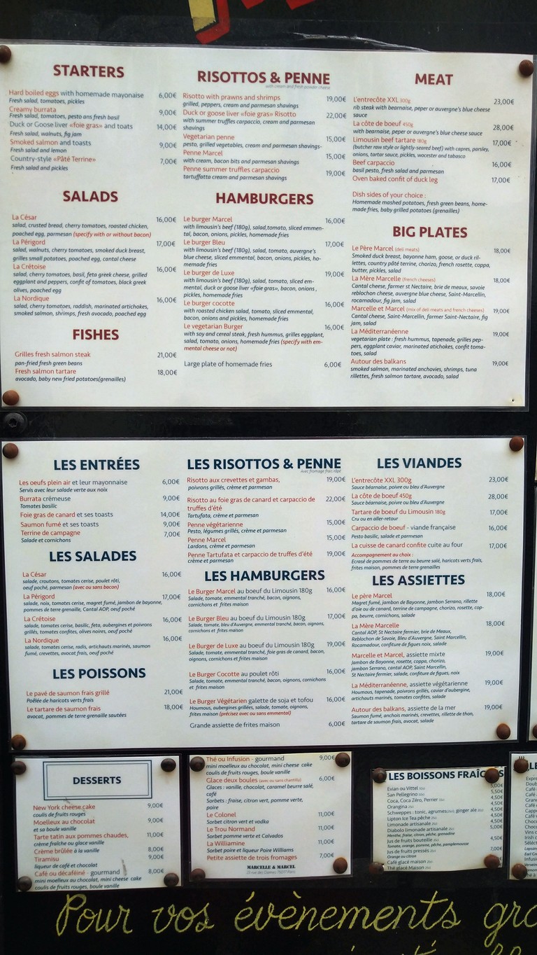 Café Marcelle & Marcel menu 2