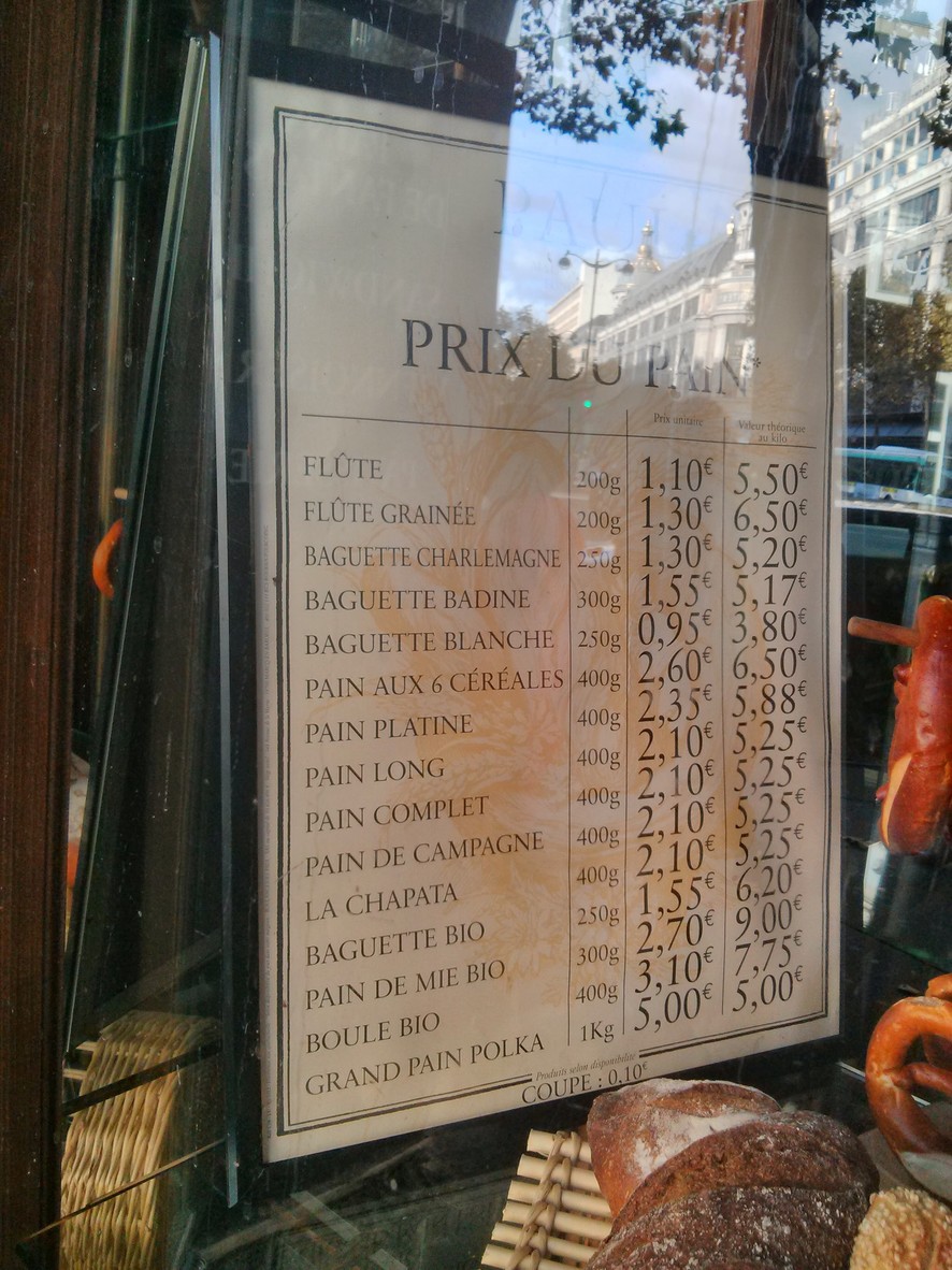 PAUL menu 1