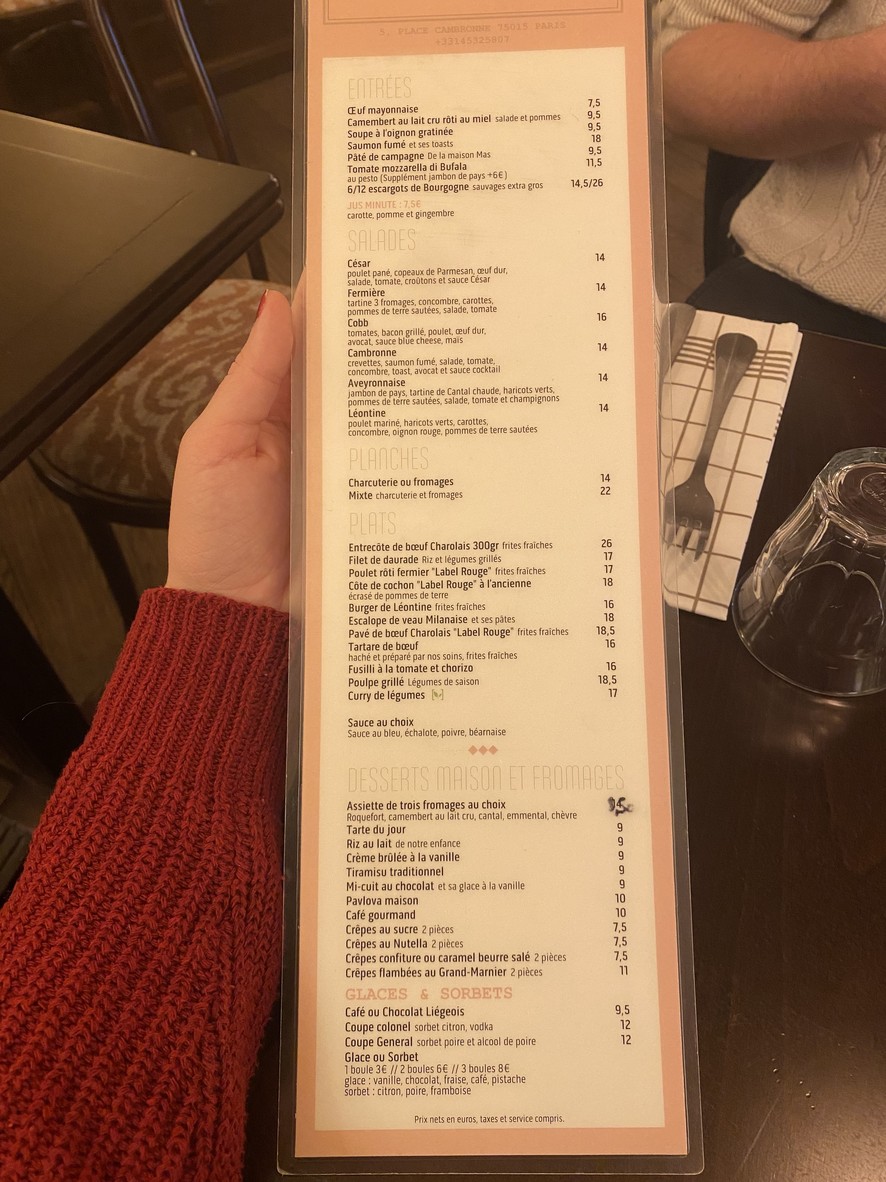 Léontine menu 1