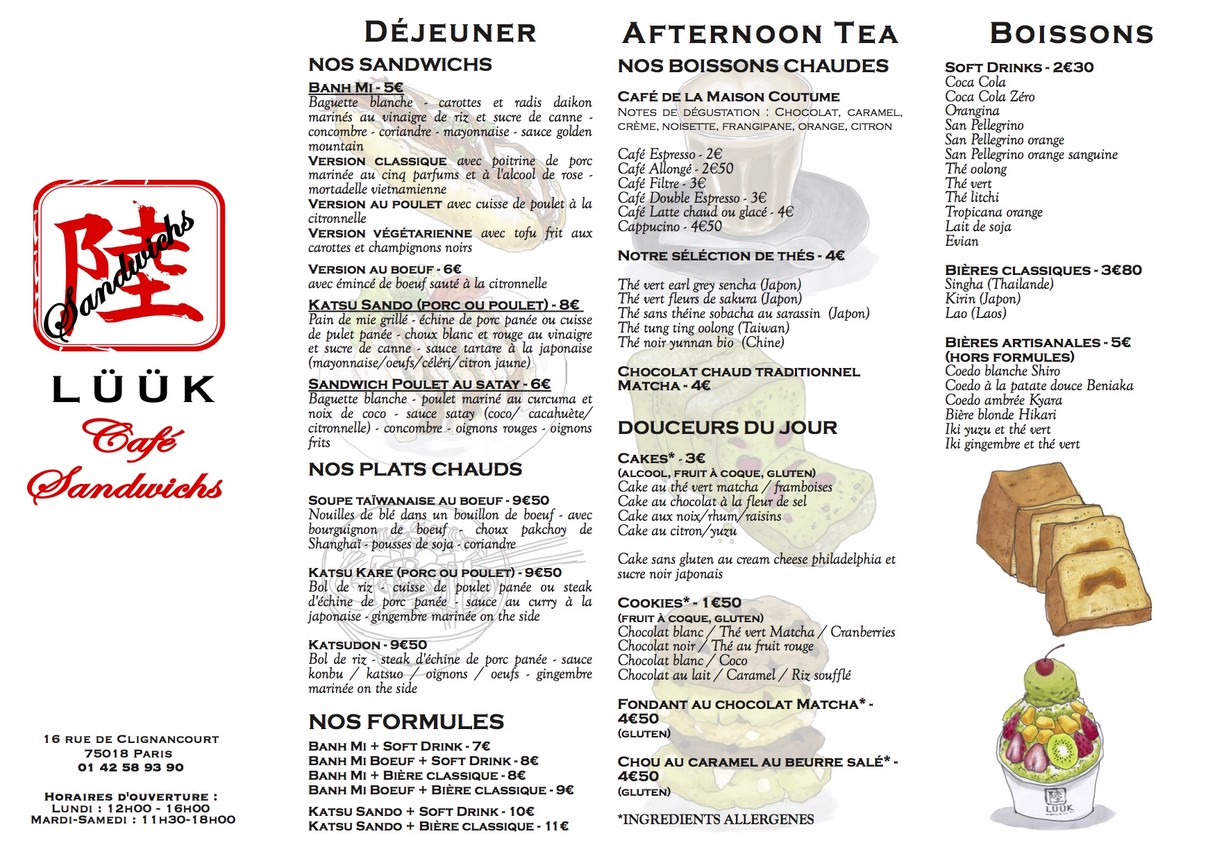 Lüük Sandwich menu 1