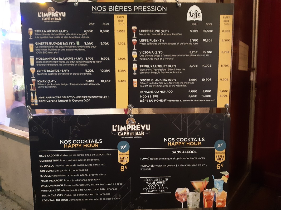 L'Imprévu Café menu 2
