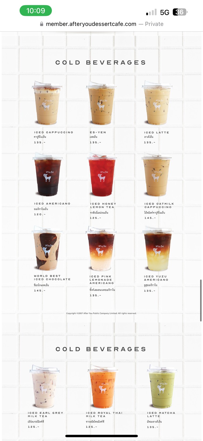 After You Dessert Cafe - The Unicorn Phyathai menu 3